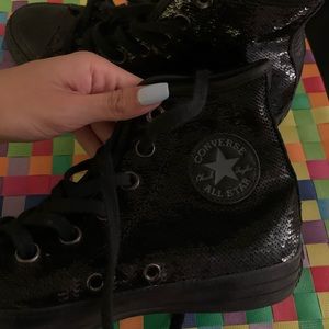 Brand new black sparkly converse